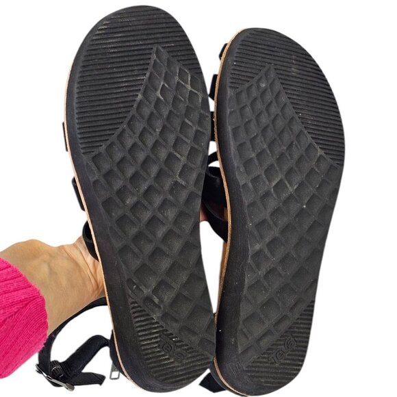 Teva Womens Encanta Sandals Black Leather Size 6 Ankle Strap Outdoor Summer - Picture 5 of 11